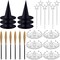 24 Pcs Halloween Decorations - Witch Hats, Glitter Star Wands, Princess Crowns Set